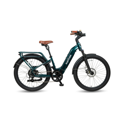 emerald electric bicycle Euphree City Robin X+ | Best Electric Bike for Seniors | Step Through | Light Weight | Long Range | Electric Motorized Bicycle | Commuter Ebike