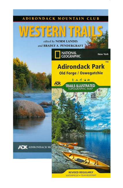 Adirondack Mountain Club National Geographic Hiking Guide Book & Map Pack Western Trails