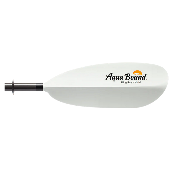 Aqua Bound Sting Ray Hybrid Posi-Lok White Blade Carbon Shaft 2 Piece Standard Recreational Kayak Paddle