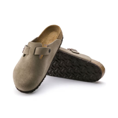 Birkenstock Boston Soft Footbed Suede Leather Sandal Taupe 3
