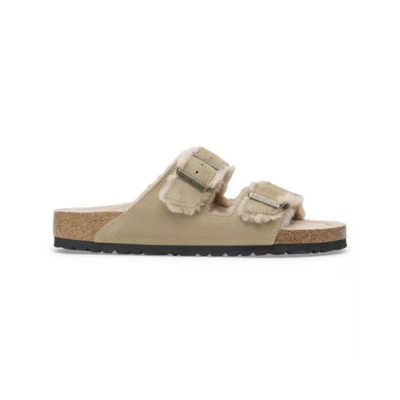 Birkenstock Women's Arizona Shearling Suede Sandal Taupe 4