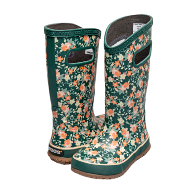 Bogs Footwear Kid's Rainboot Small Floral Emerald Multi Waterproof Boot