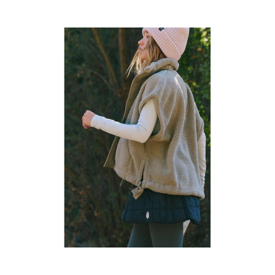 Free People Movement Scout it Out Fleece Vest Sage Stone