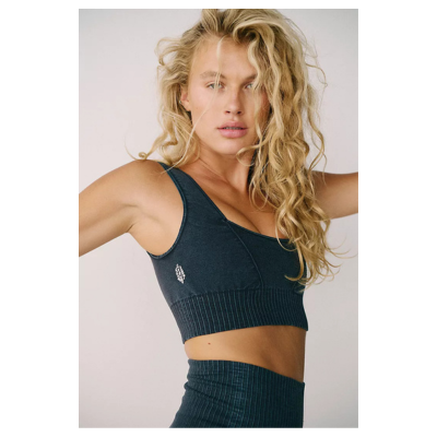 Free People Movement Women's Square Neck Good Karma Bra Washed Black