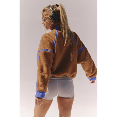 Free People Women's Mountain High Half Zip Fleece Jacket Twig 3