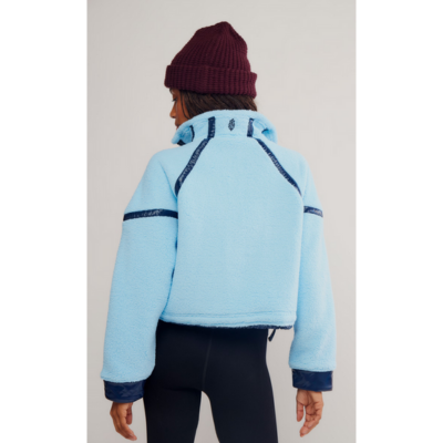 Free People Women's Mountain High Shine Half Zip Fleece Bright Blue 3