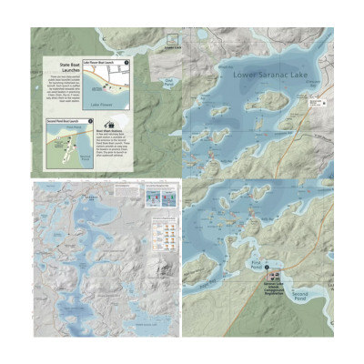Green Goat Maps Saranac Lake Boat and Fishing Map Info