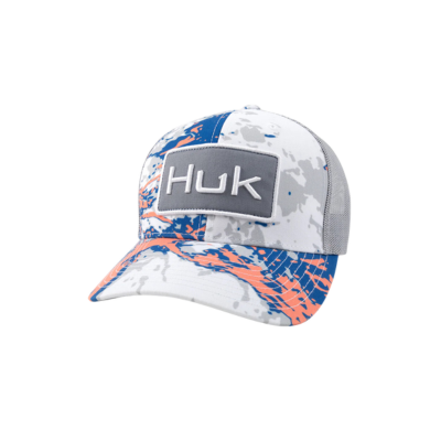 HUK Logo Mossy Oak Printed Trucker Mossy Oak Ocean Blue