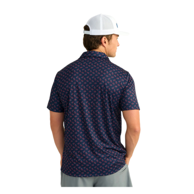 HUK Men's Persuit Printed Polo Short Sleeve Shirt Naval Academy Back