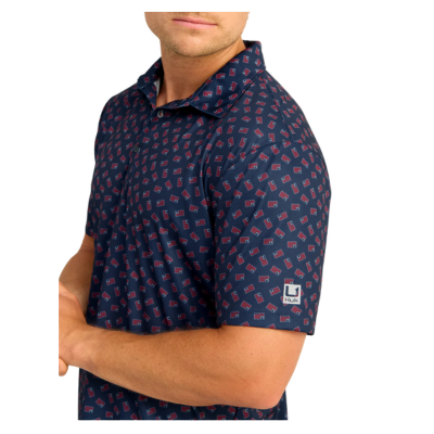 HUK Men's Persuit Printed Polo Short Sleeve Shirt Naval Academy Close