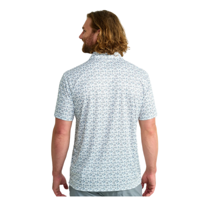 HUK Men's Persuit Printed Polo Short Sleeve Shirt White 2 Back