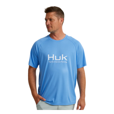 HUK Men's Persuit Short Sleeve Performance UPF 50 Shirt Marolina Blue