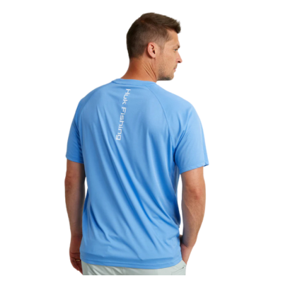HUK Men's Persuit Short Sleeve Performance UPF 50 Shirt Marolina Blue Back