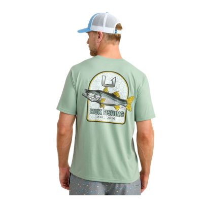 HUK Mens HUK KC Badge Series Short Sleeve Tee Shirt Fog Green