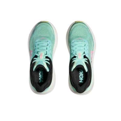 Hoka Women's Bondi 9 Road Running Shoe Blue Spark Mint Fluorite Top