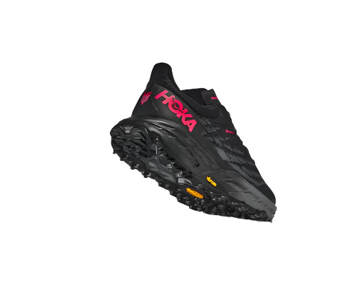 Hoka Women's Speedgoat 5 Gore-Tex Waterproof Trail Running Shoes Black/Black Action Vibram Sole