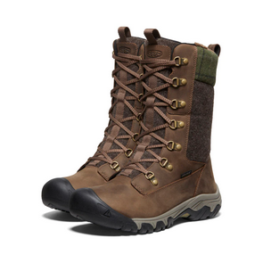 Keen Women's Greta Tall Waterproof Winter Boot Dark Earth/Green Plaid Dual