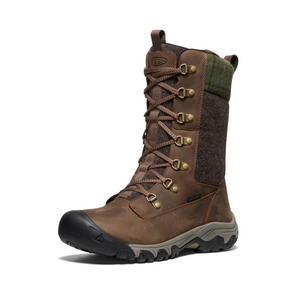 Keen Women's Greta Tall Waterproof Winter Boot Dark Earth/Green Plaid Side