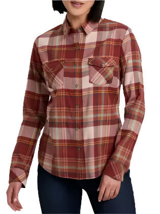 Kuhl Women's Tess Flannel Long Sleeve Button Up Shirt Red Rock