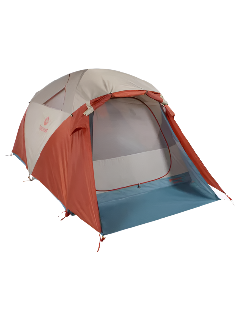 Marmot Torreya 4 Person Camping Tent Picante/Cascade Blue with Rain Fly