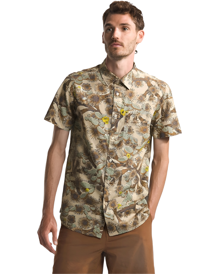 Mens Short Sleeve Baytrail Pattern Shirt Gravel TNF Cactus Camo Print