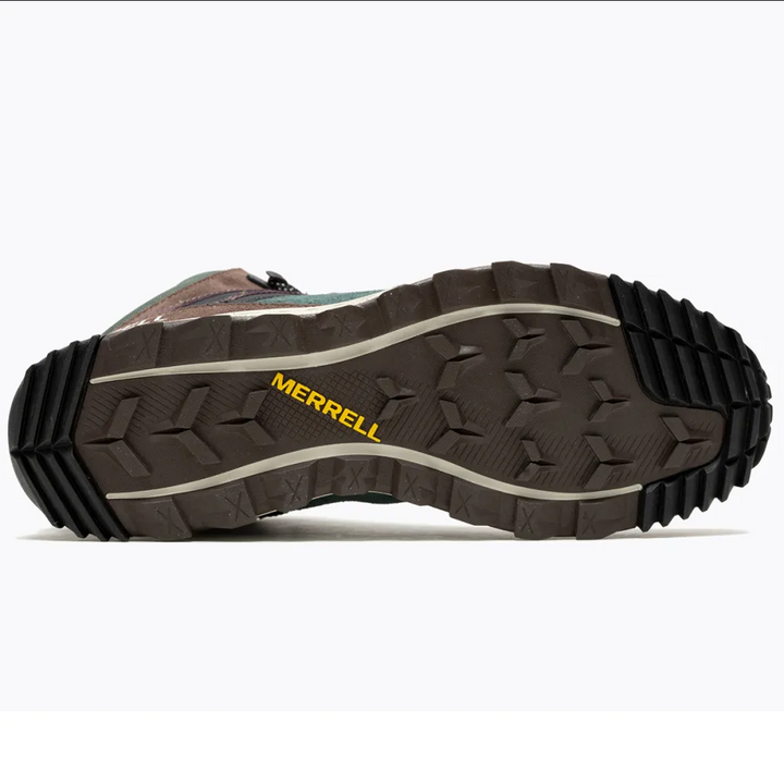 Merrell Men's Wildwood Mid Leather Waterproof Hiking Boot Forest Sole View