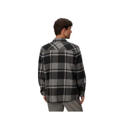 Outdoor Research Men's Feedback Flannel Twill Shirt Black Pewter Plaid 2