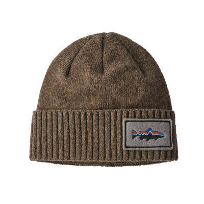 Patagonia Brodeo Beanie  Fitz Roy Trout Patch: Ash Tan
