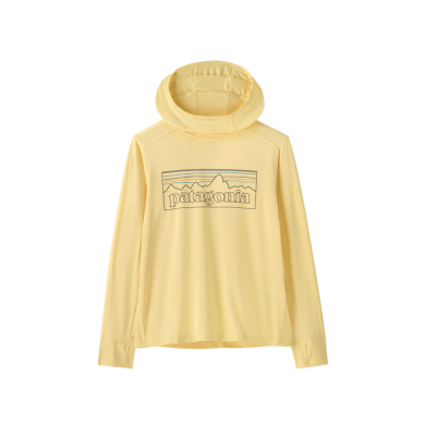 Patagonia Kid's Capilene Silkweight Hoody P6 Outline Buttercup Yellow