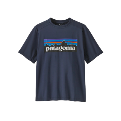 Patagonia Kid's Capilene Silkweight T-Shirt P6 Logo New Navy
