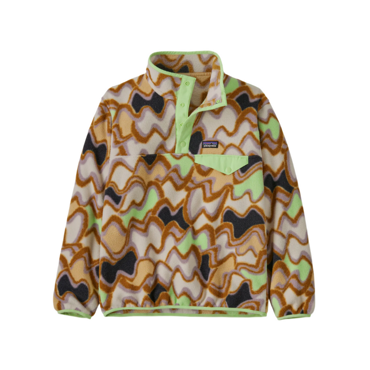 Patagonia Kid's Lightweight Synch Snap-T Pullover Small Currents Natural Fleece Jacket