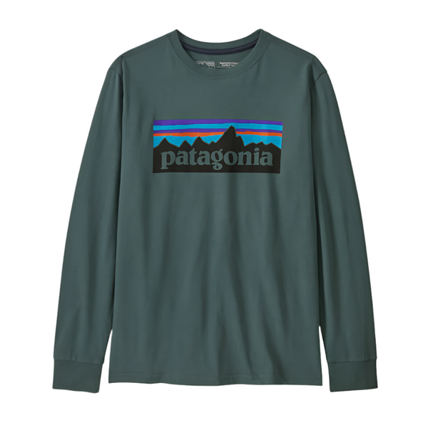 Patagonia Kid's Long Sleeve Regenerative Organic Certified Cotton P-6 T-Shirt Closeout Noveau Green