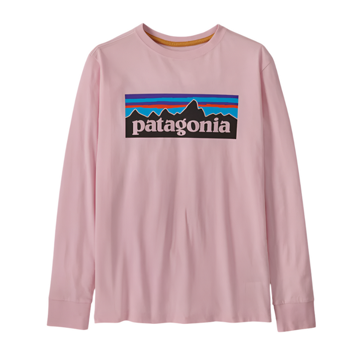 Patagonia Kid's Long Sleeve Regenerative Organic Certified Cotton P-6 T-Shirt Closeout Peaceful Pink