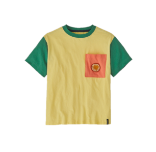 Patagonia Kid's Pocket T-Shirt - Closeout Early Riser Sun Patch Milled Yellow Discount Sale Item