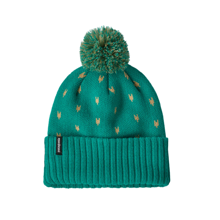 Patagonia Kid's Powder Town Beanie Offset Dot Conifer Green