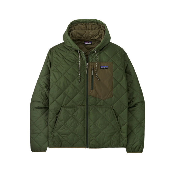Patagonia Men's Diamond Quilted Bomber Insulated Winter Hoody Torrey Pine Green 