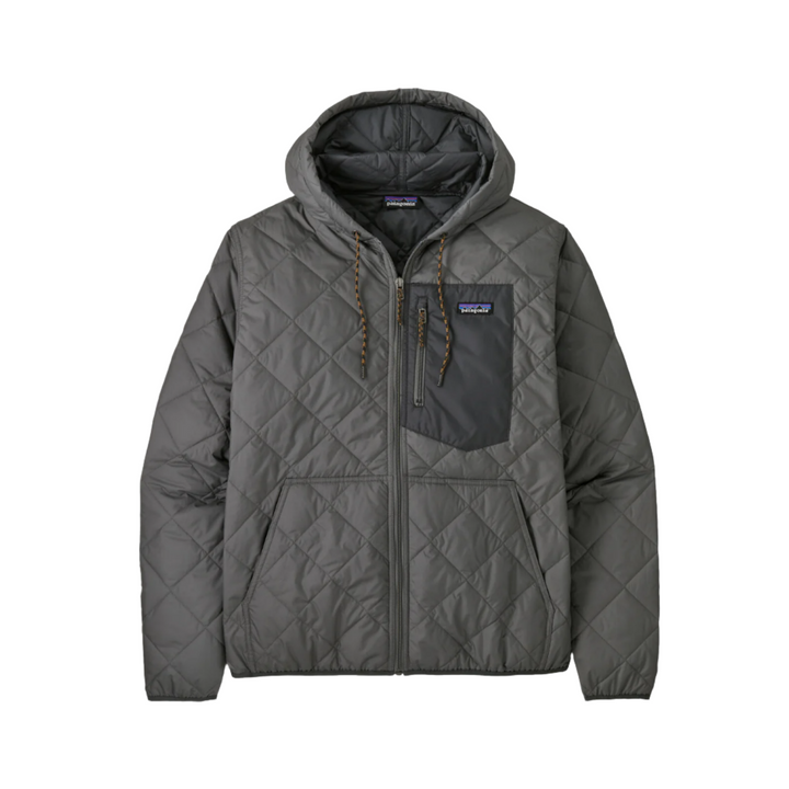 Patagonia Men's Diamond Quilted Bomber Insulated Winter Hoodie Noble Grey