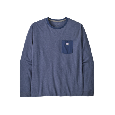 Patagonia Men's L/S Shop Sticker Pocket Responsibili-Tee Current Blue