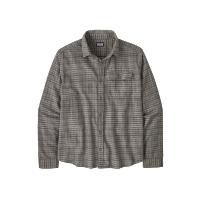 Patagonia Men's Long Sleeve Lightweight Fjord Flannel Shirt Tracks Noble Grey