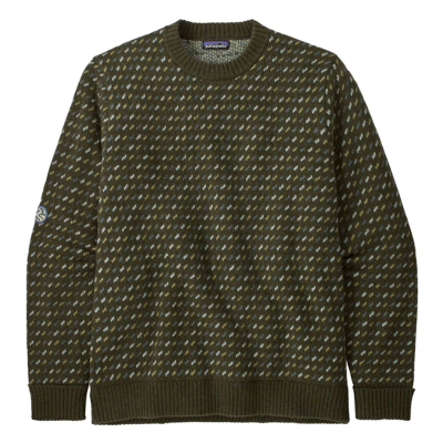 Patagonia Men's Recycled Wool-Blend Sweater Fisherman Stitch Pine Needle Green