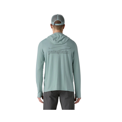 Patagonia Men's Tropic Comfort Natural Graphic Hoody Casting Logo Thermal Blue 3