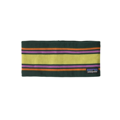 Patagonia Powder Town Headband Summit Stripe Cascade Green