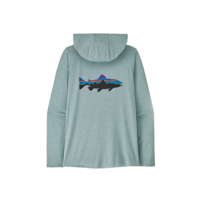 Patagonia Women's Cap Cool Daily Graphic Hoody Fitz Roy Trout Thermal Blue