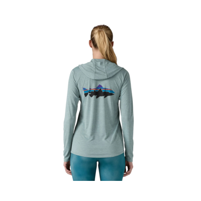 Patagonia Women's Cap Cool Daily Graphic Hoody Fitz Roy Trout Thermal Blue 3