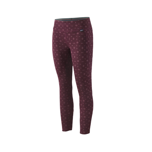 Patagonia Women's Capilene Midweight Baselayer Bottoms Closeout Fire Floral Night Plum