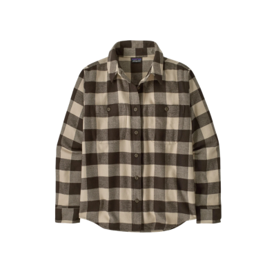 Patagonia Women's Fjord Flannel Long Sleeve Shirt Buffalo Check Otter Brown