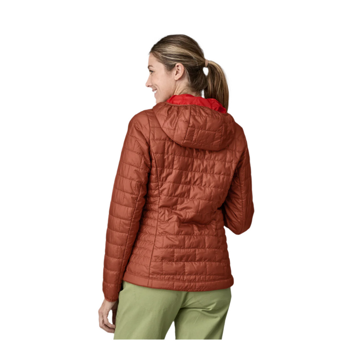 Patagonia Women's Nano Puff Full Zip Hooded Jacket Burnished Red Back