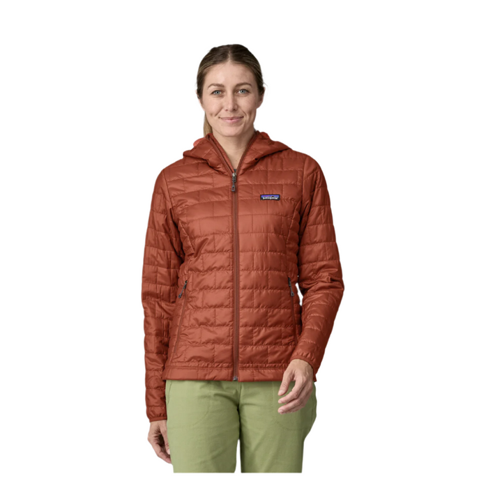 Patagonia Women's Nano Puff Full Zip Hooded Jacket Burnished Red Front
