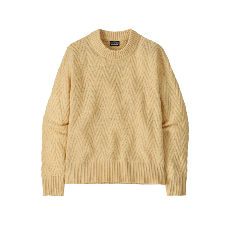 Patagonia Women's Recycled Wool Blend Crewneck Sweater Chevron Cable Natural