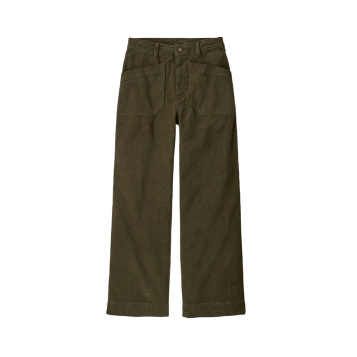 Patagonia Women's Wide Leg Cord Pants Basin Green Corduroy Bottoms